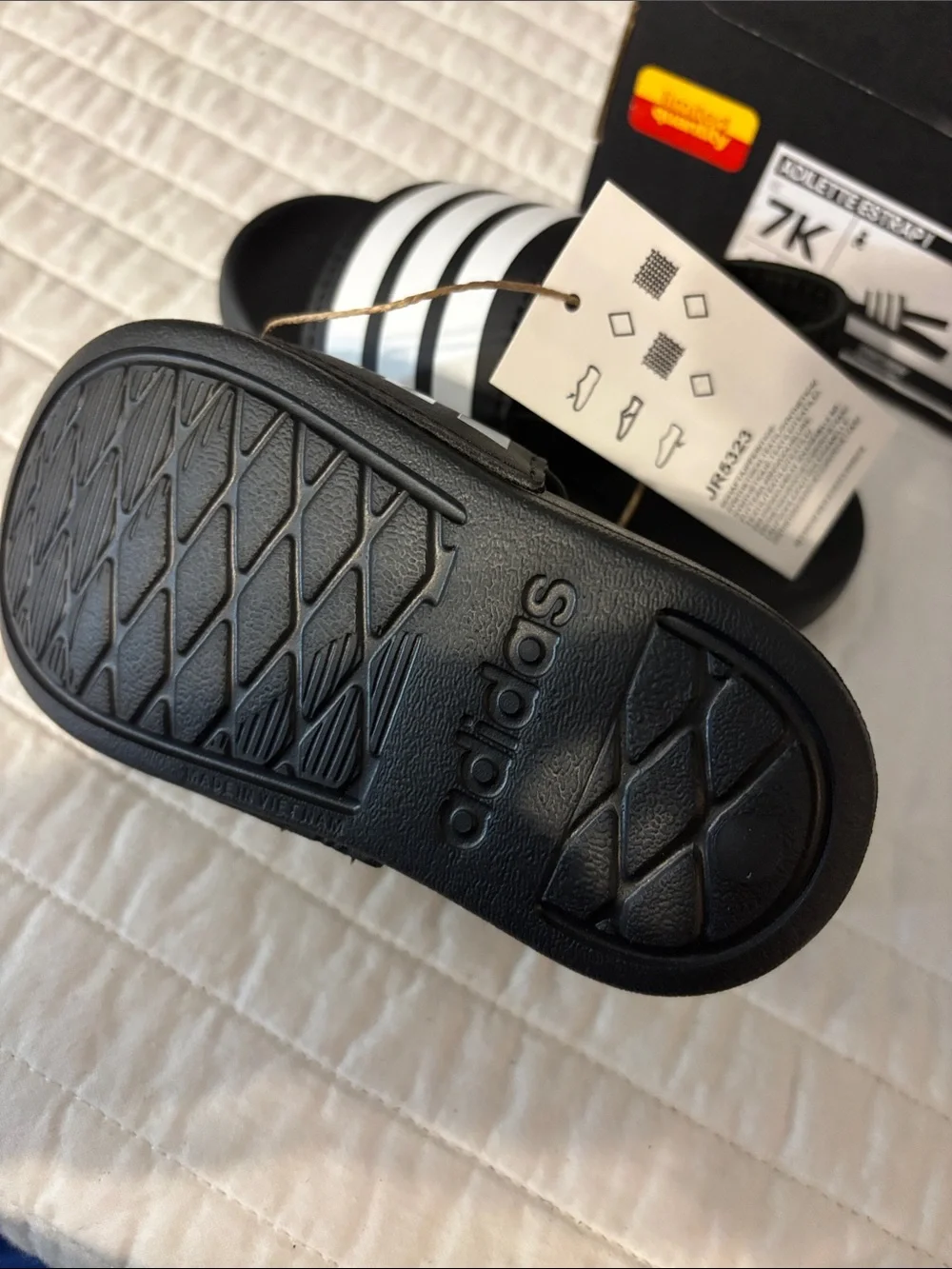 adidas Black & White Kids Slide Sandals